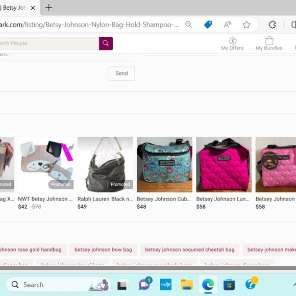 Betsey Johnson Canvas Bag - Hold Shampoo, Cosmetics, BP1 - Picture 5 of 5